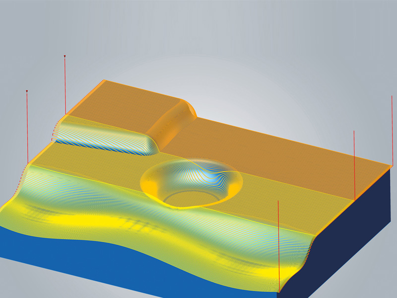 hyperMILL® ermöglicht eine automatische Aufteilung von Werkzeugbahnen. Rüstwechsel lassen sich genau passend einplanen. 